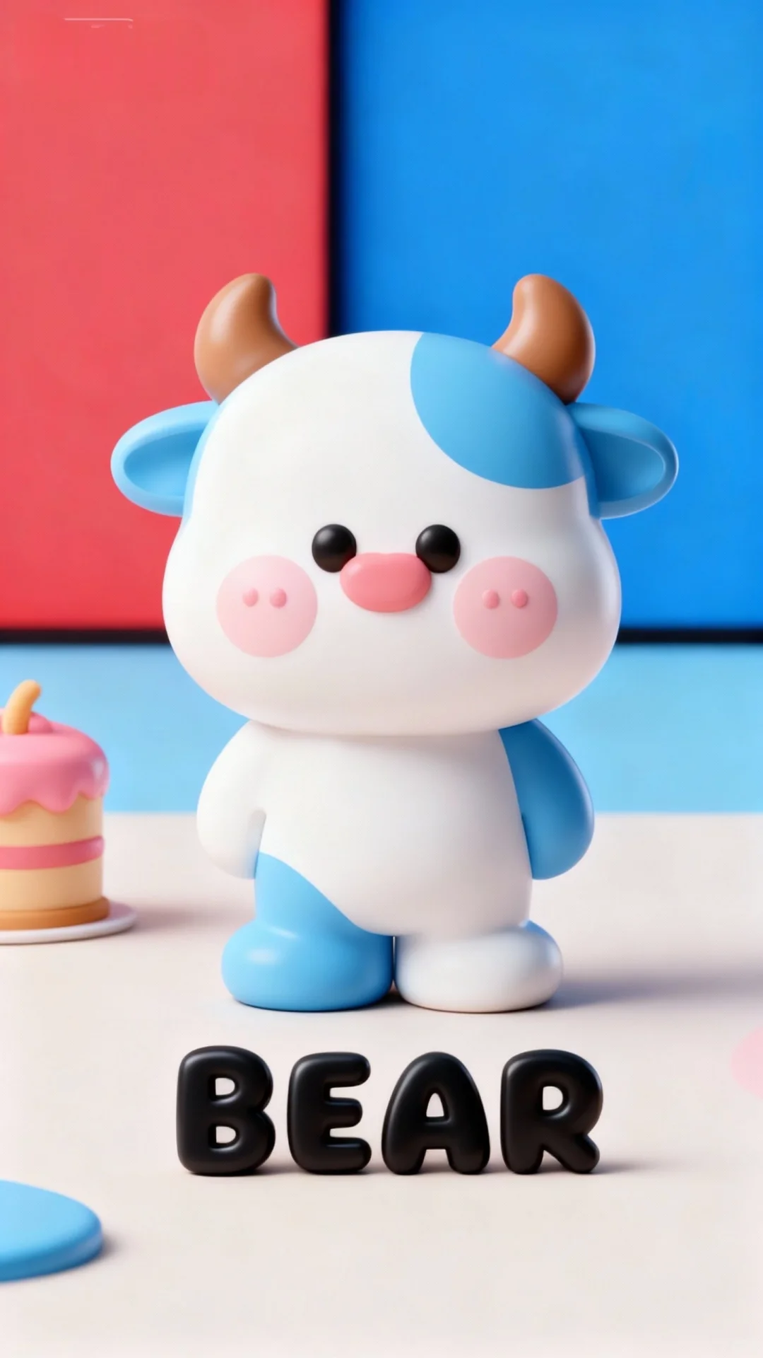 卡通小牛插画，卡通插画，手机壁纸，卡通小牛