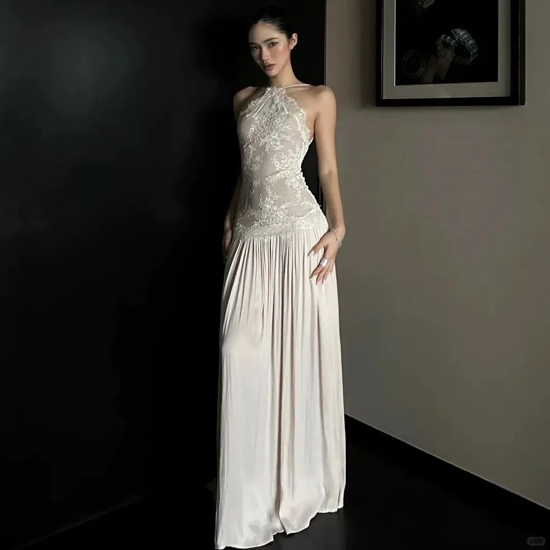 巨好看的蕾丝拼接吊带长裙，夏日心动之选💗