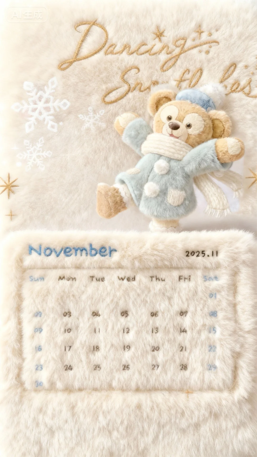 11月日历毛绒壁纸 🎄快点给手机换上吧