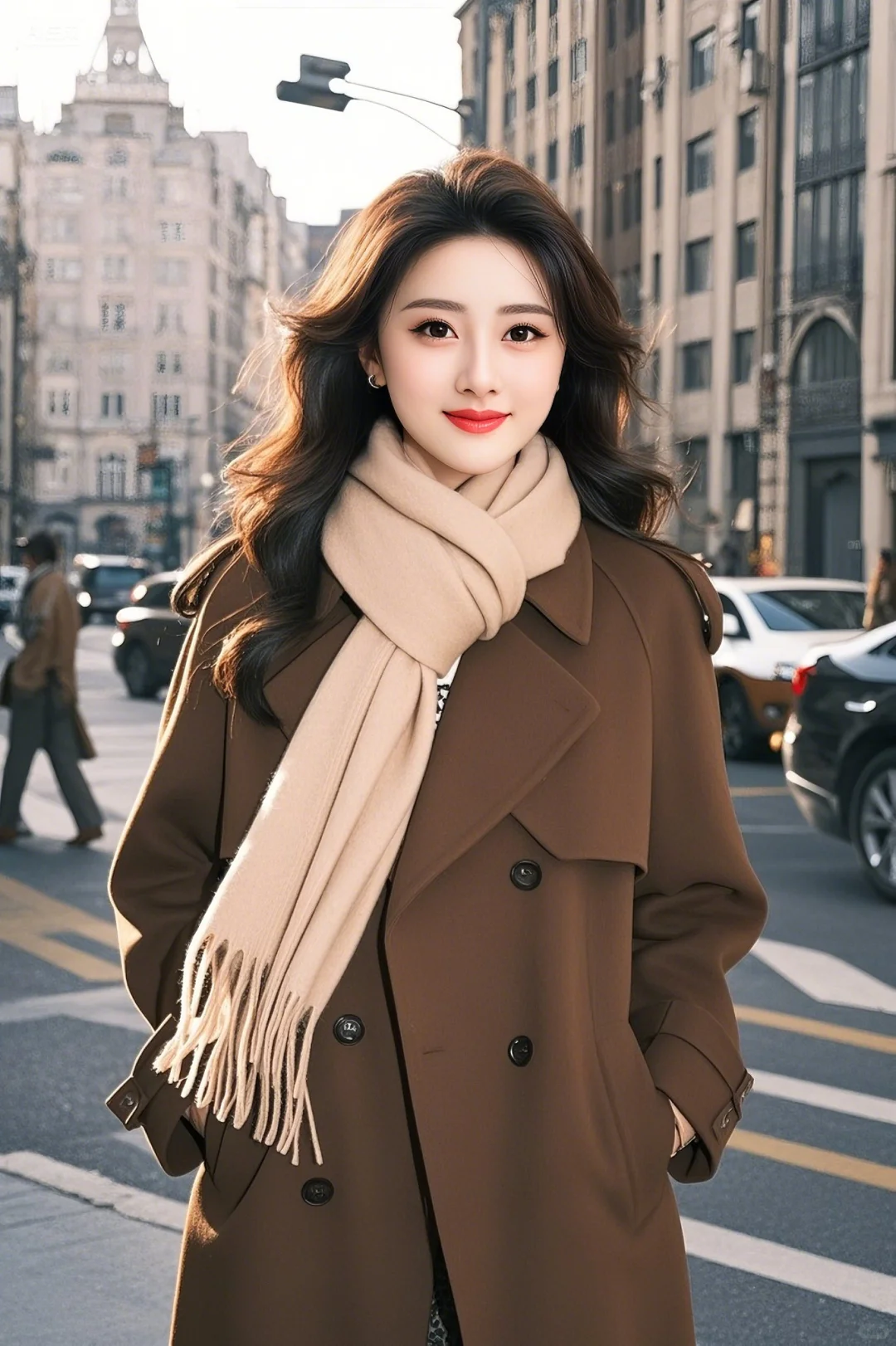 这件棕色大衣也太温柔了吧～