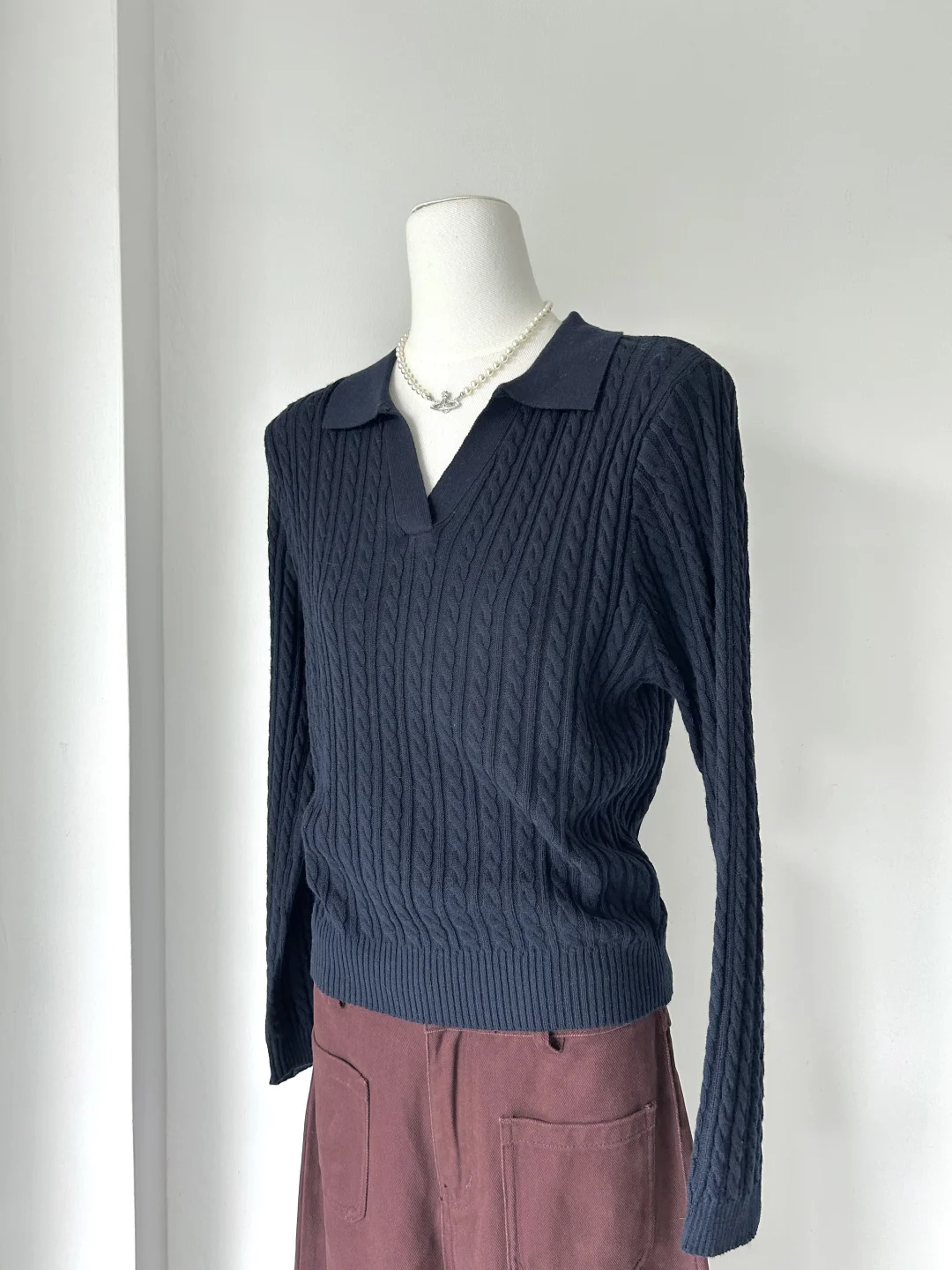 秋冬新款翻领立体麻花针织衫女宽松显瘦百搭