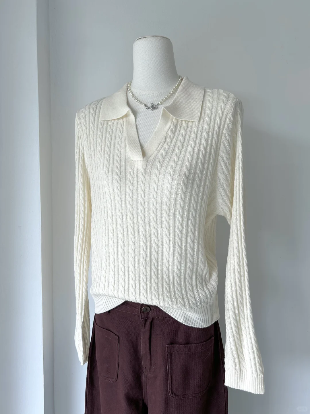 秋冬新款翻领立体麻花针织衫女宽松显瘦百搭