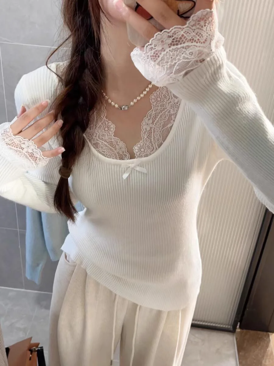 秋冬内搭ootd🍂bm蕾丝打底衫好纯欲好显瘦