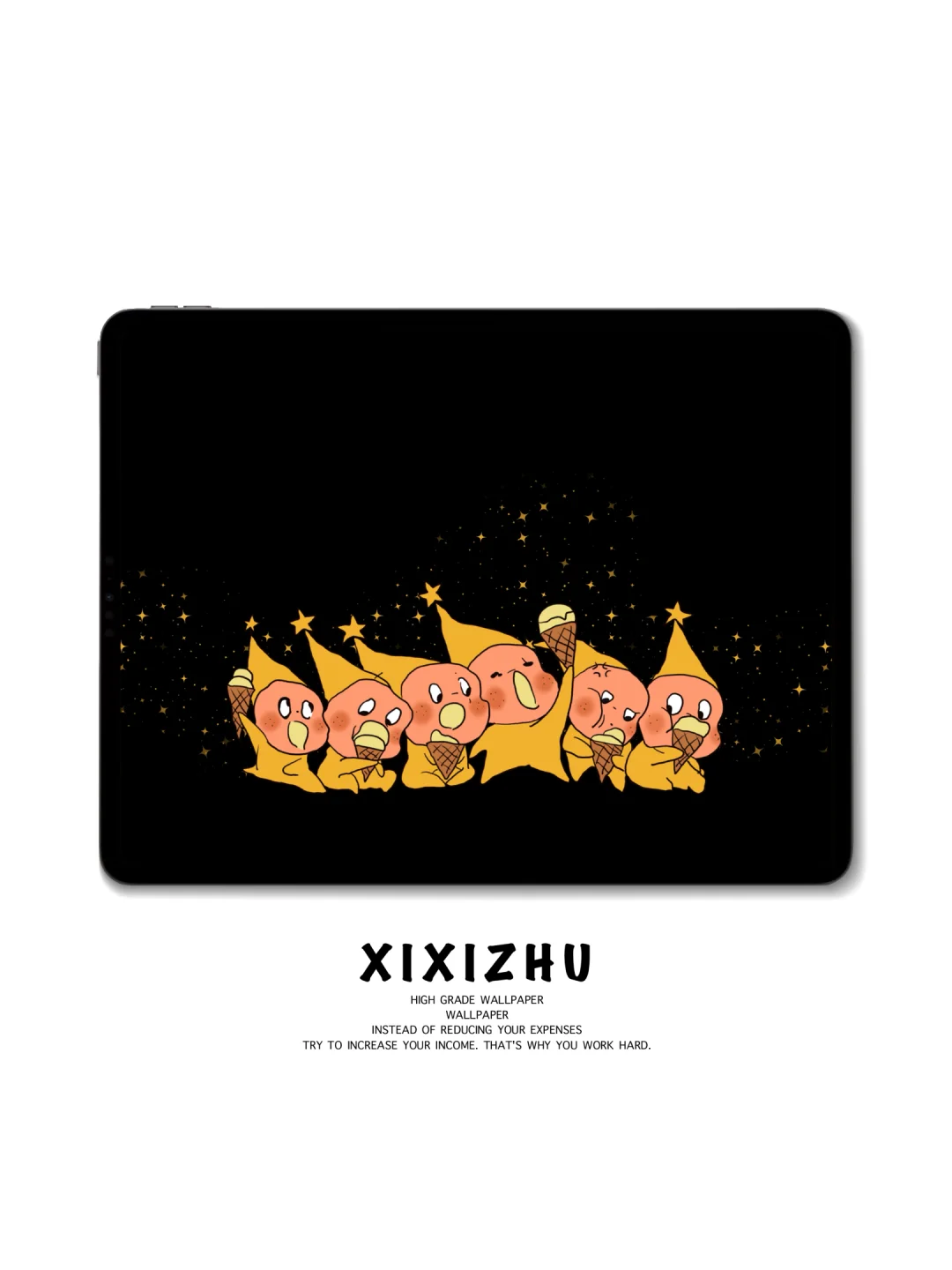 简约黑底星星人宝宝ipad平板电脑壁纸分享享