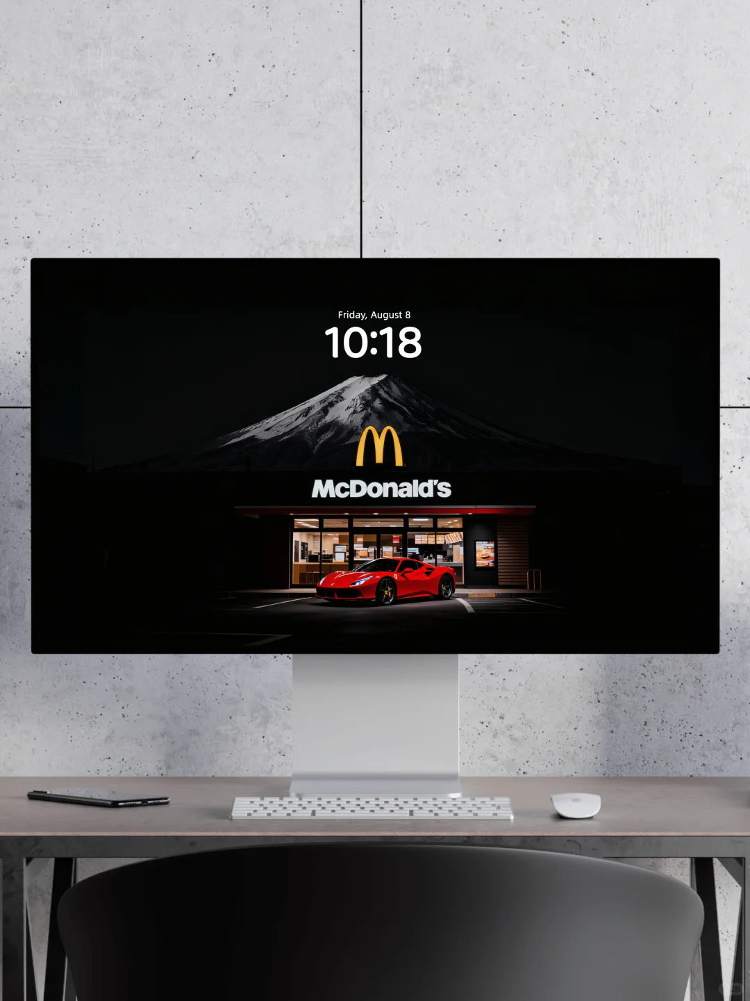 富士山×麦当劳×法拉利的高级感丨4K氛围壁纸