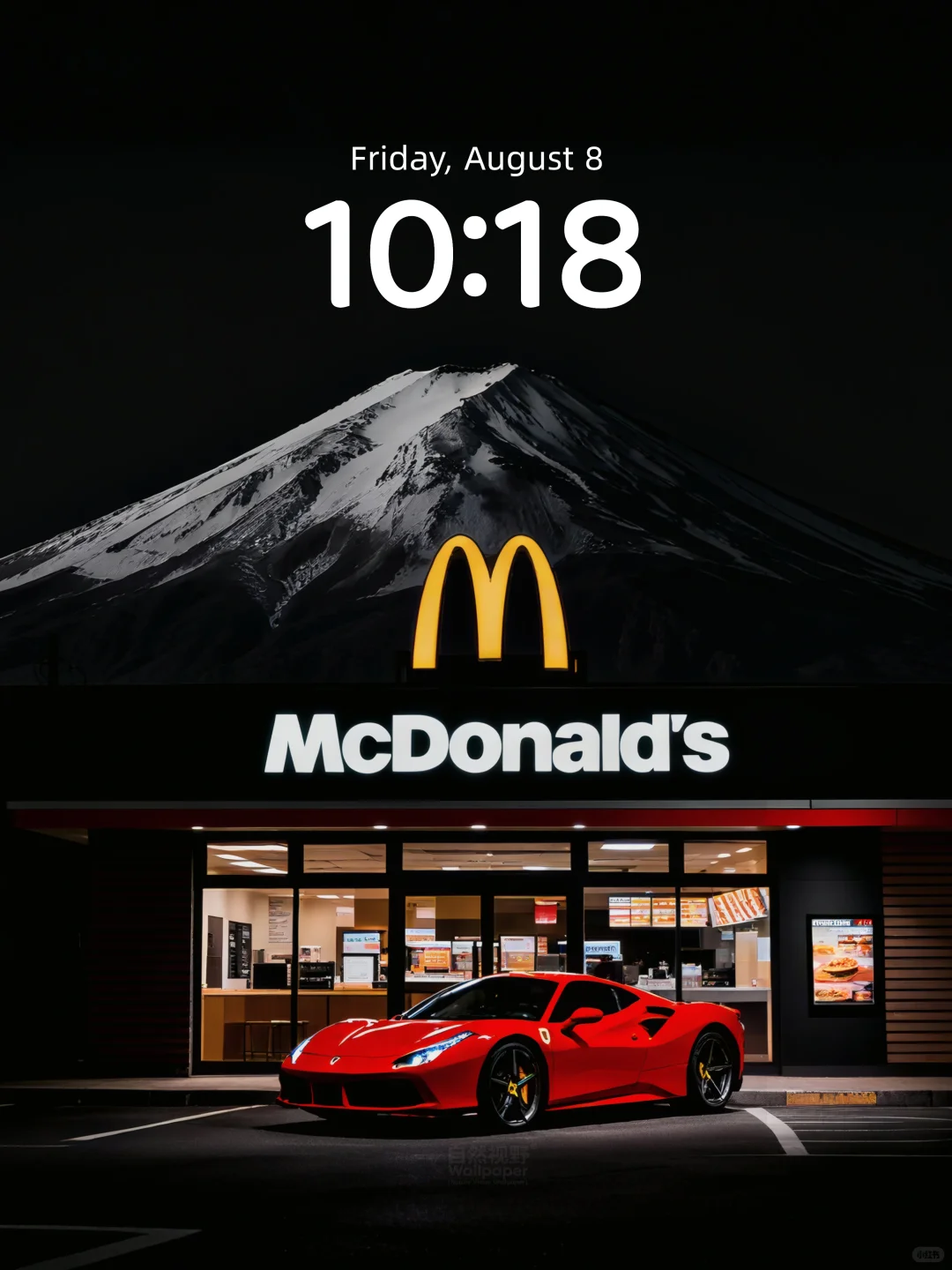 富士山×麦当劳×法拉利的高级感丨4K氛围壁纸