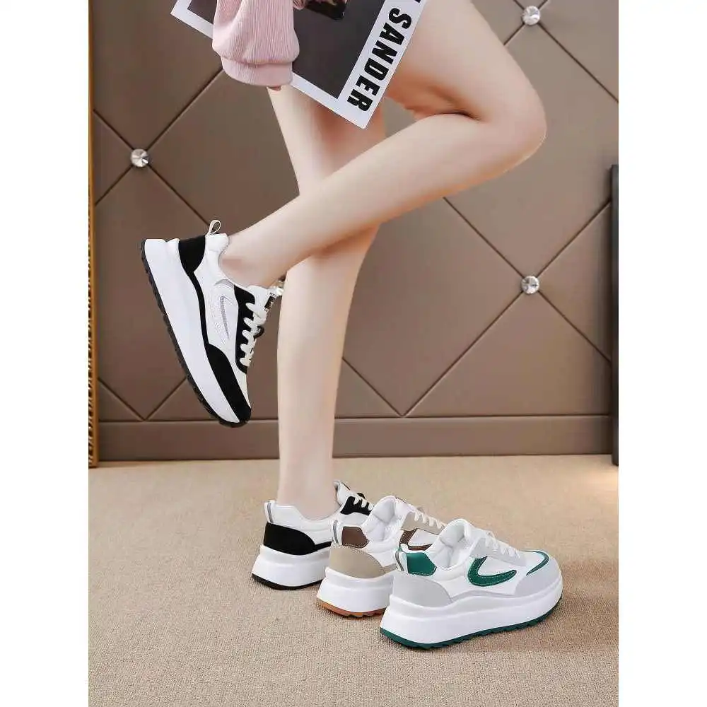 2024春季新款阿甘鞋女厚底百搭小白鞋休