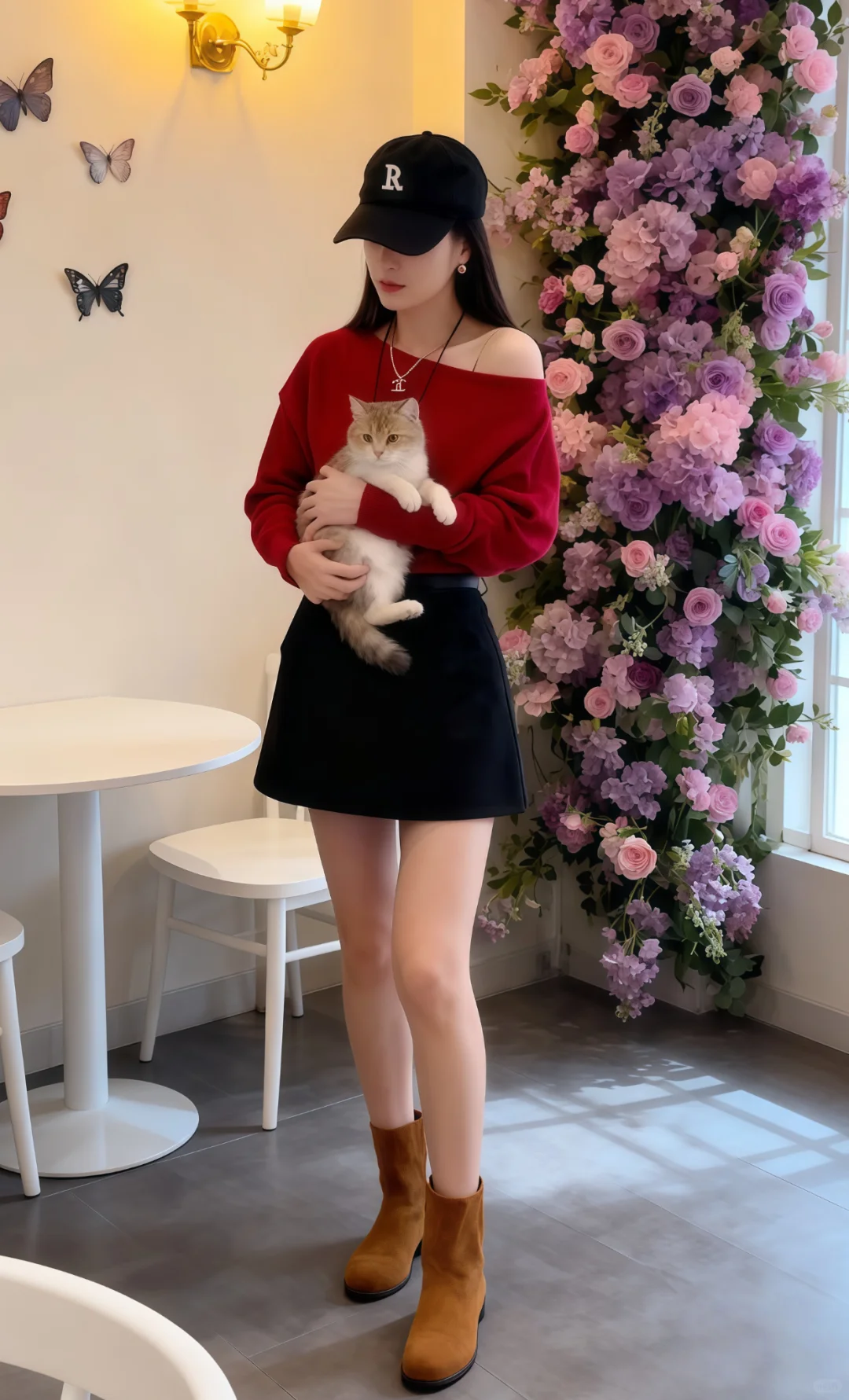 太爱红配黑啦！红黑搭配太显白！