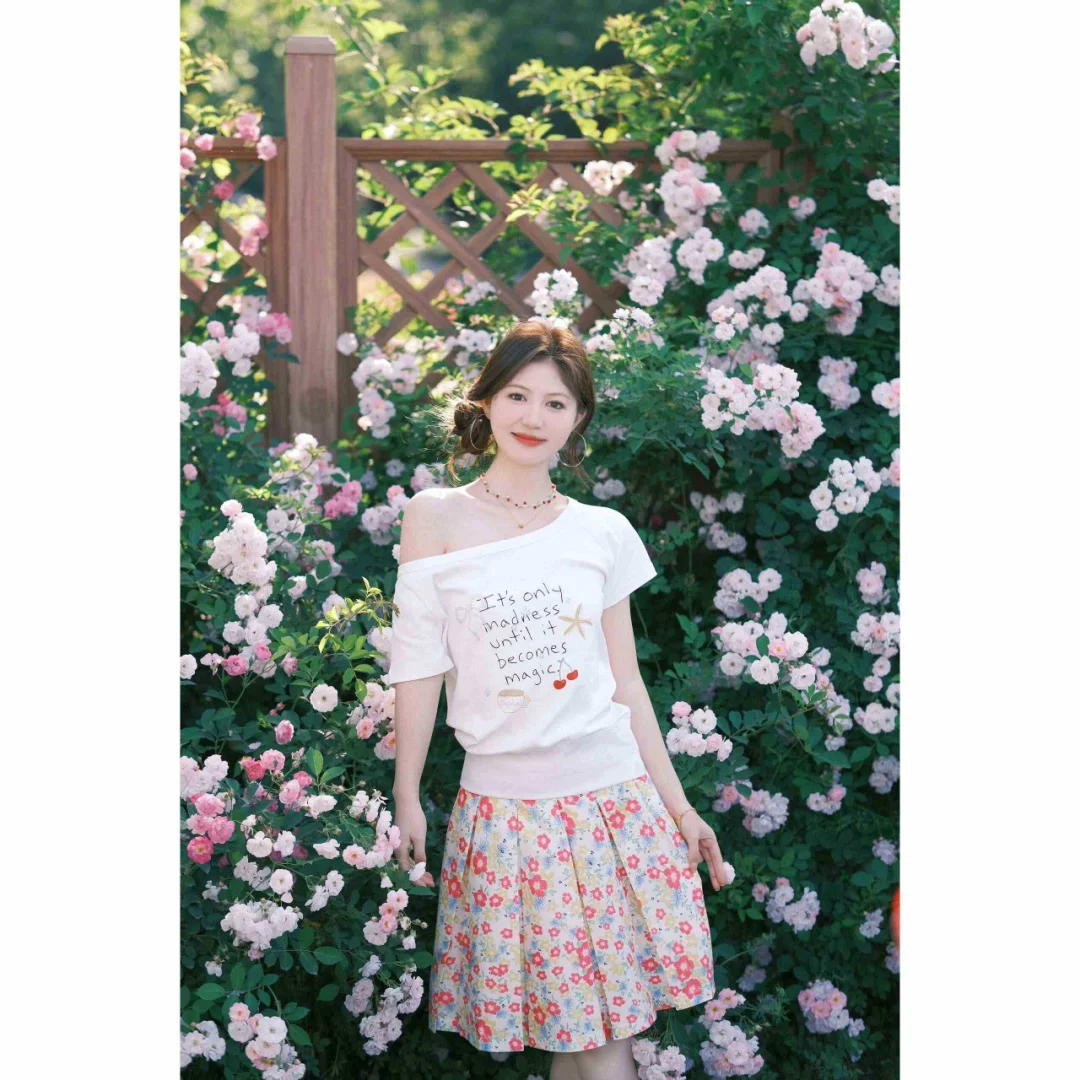 夏季初恋风甜妹t恤甜美奶乖软妹风套装裙女