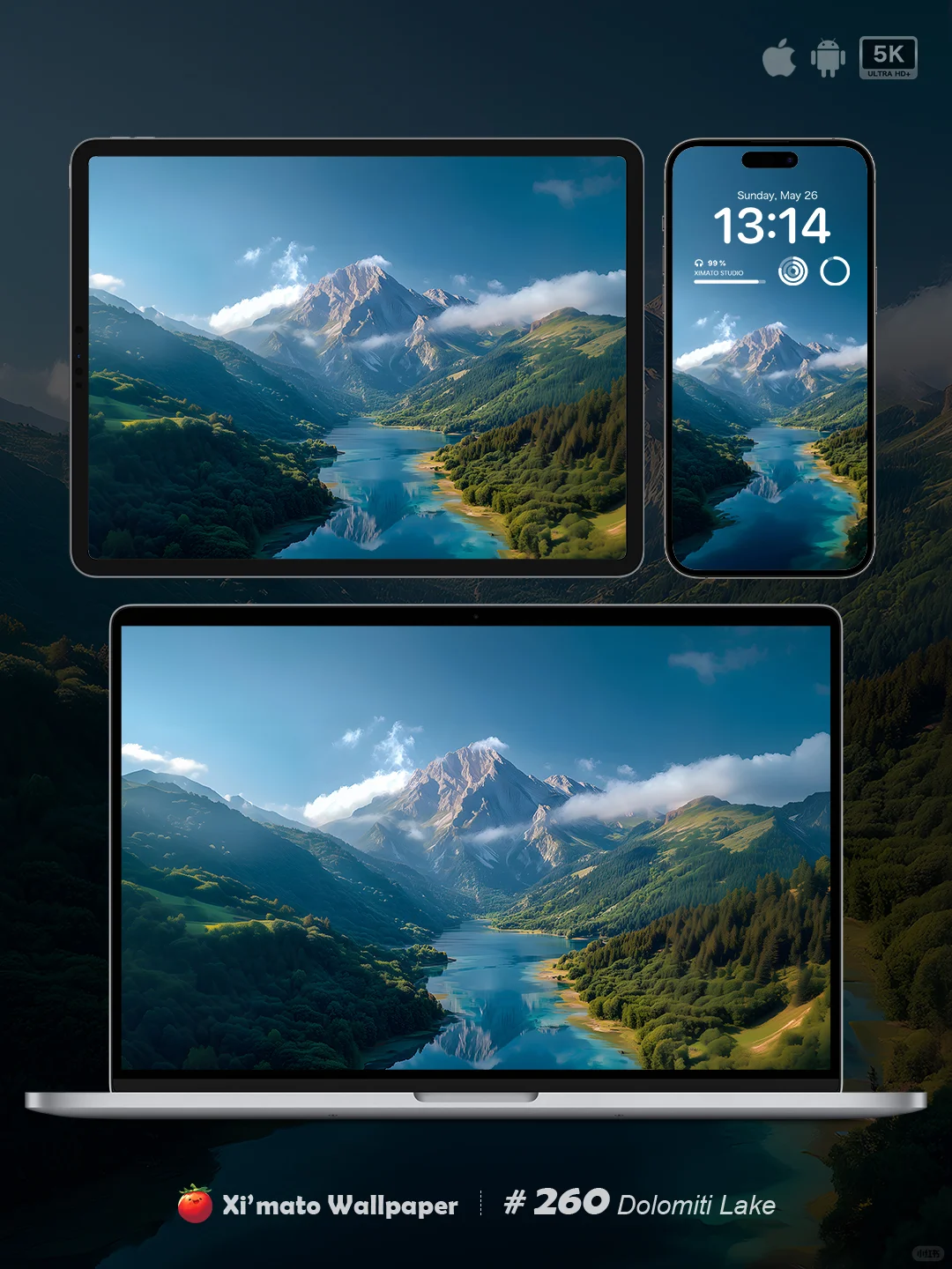Ximato壁纸｜多洛米蒂不拉耶斯湖翡翠之心