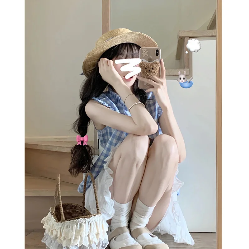 夏季女温柔风初恋清纯奶甜小清新miu系套