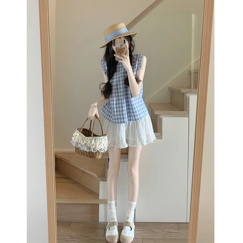 夏季女温柔风初恋清纯奶甜小清新miu系套