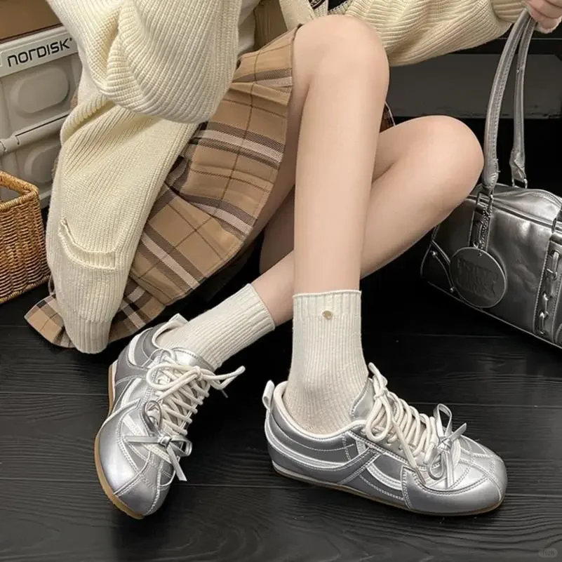 😍银色内增高德训鞋女！秋季休闲运动