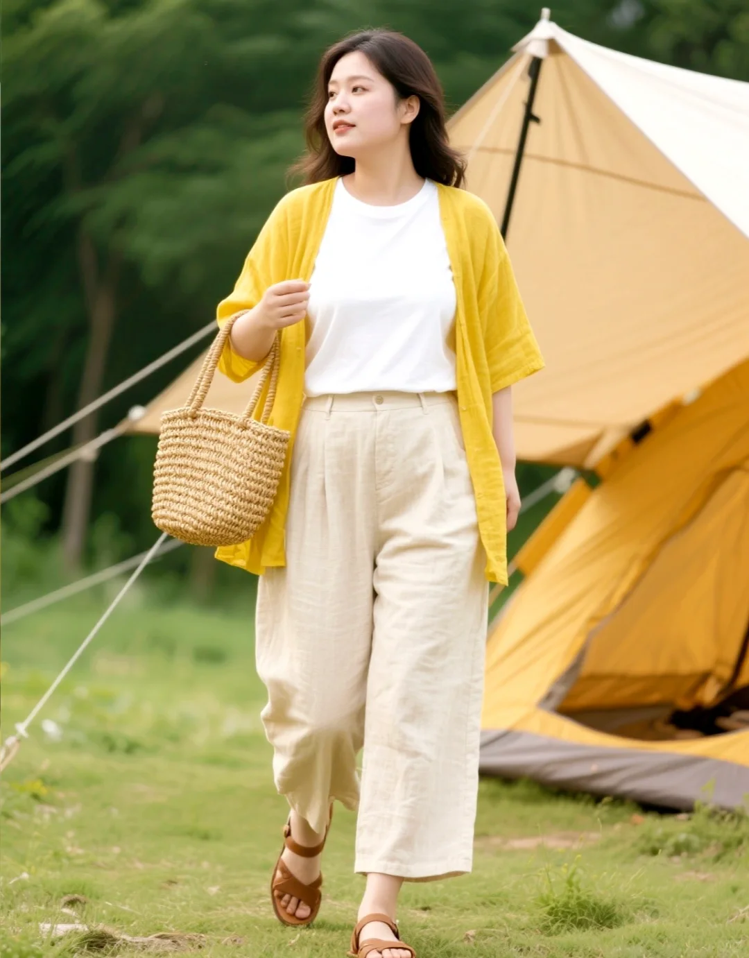 微胖女孩休闲户外穿搭，松弛感拉满