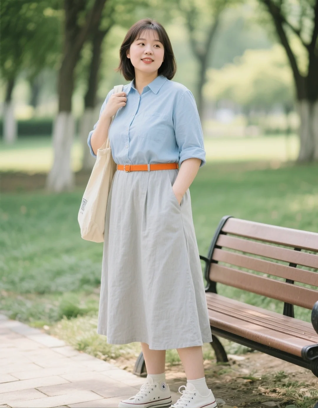 微胖女孩休闲户外穿搭，松弛感拉满