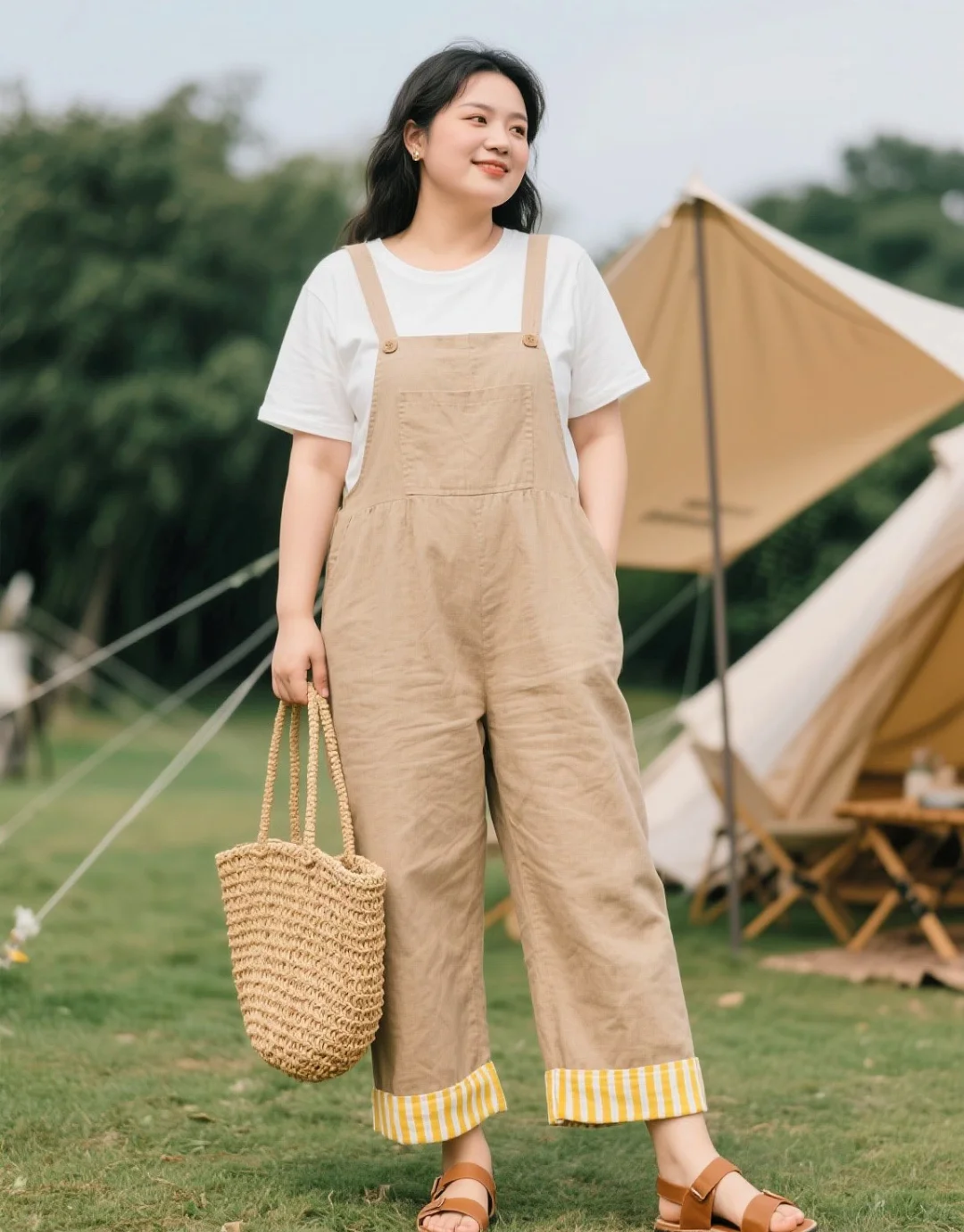 微胖女孩休闲户外穿搭，松弛感拉满