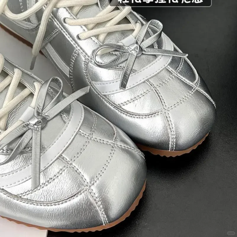 😍银色内增高德训鞋女！秋季休闲运动