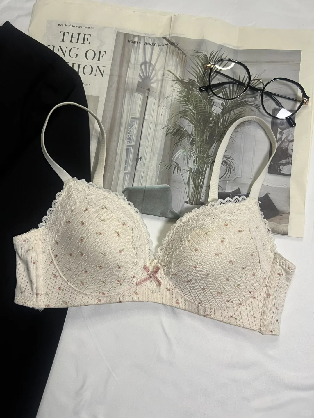 浅粉色蕾丝小胸内衣💕真的太美啦！好温柔哇