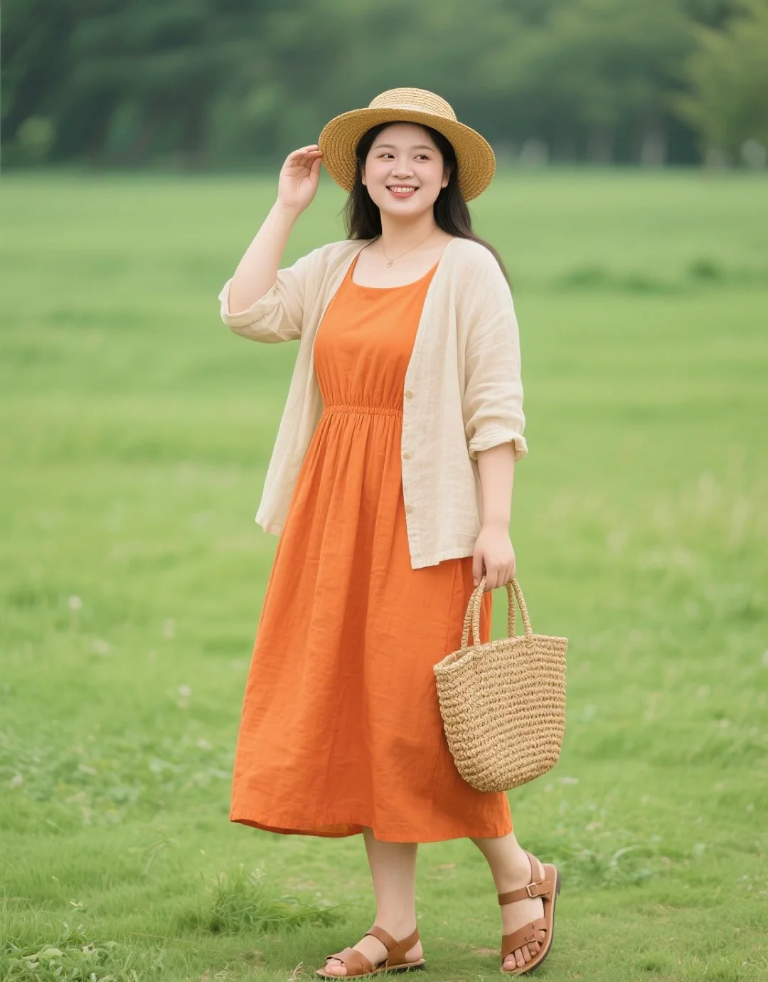 微胖女孩休闲户外穿搭，松弛感拉满