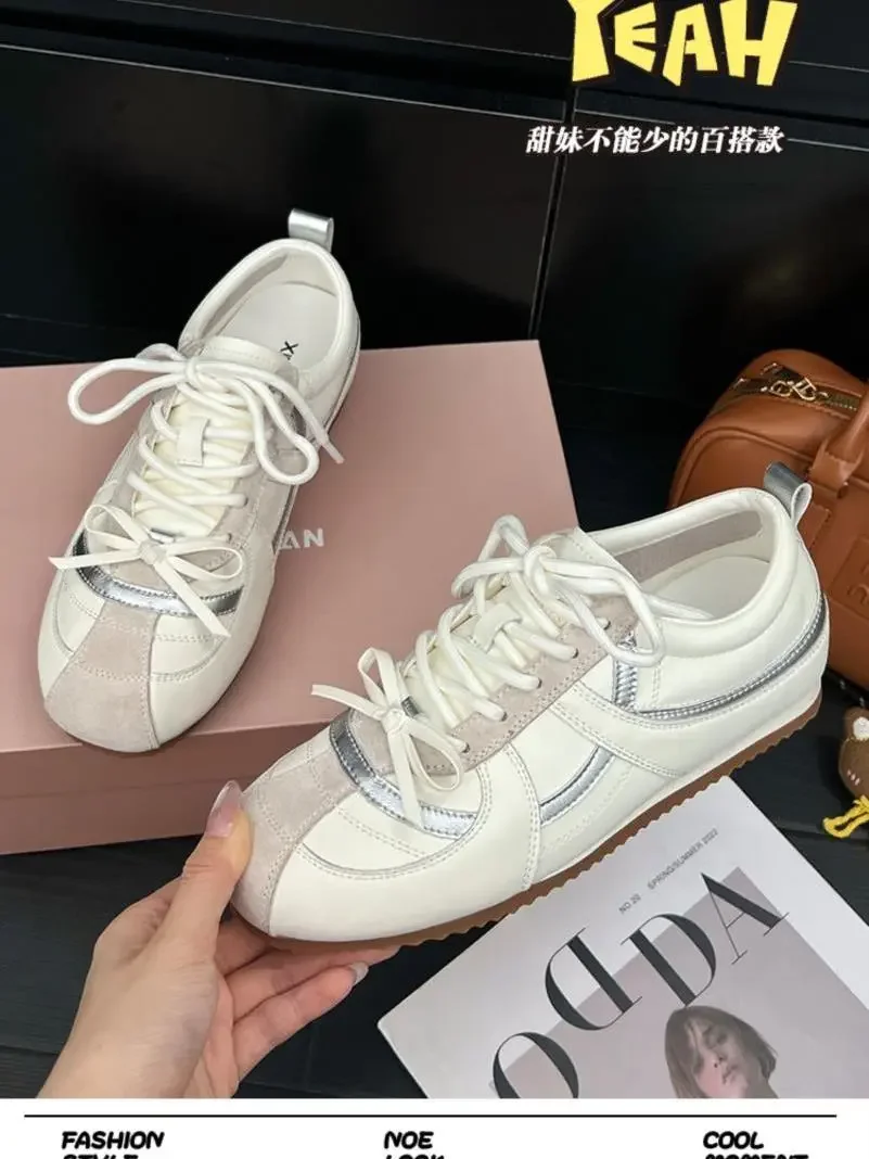 😍银色内增高德训鞋女！秋季休闲运动