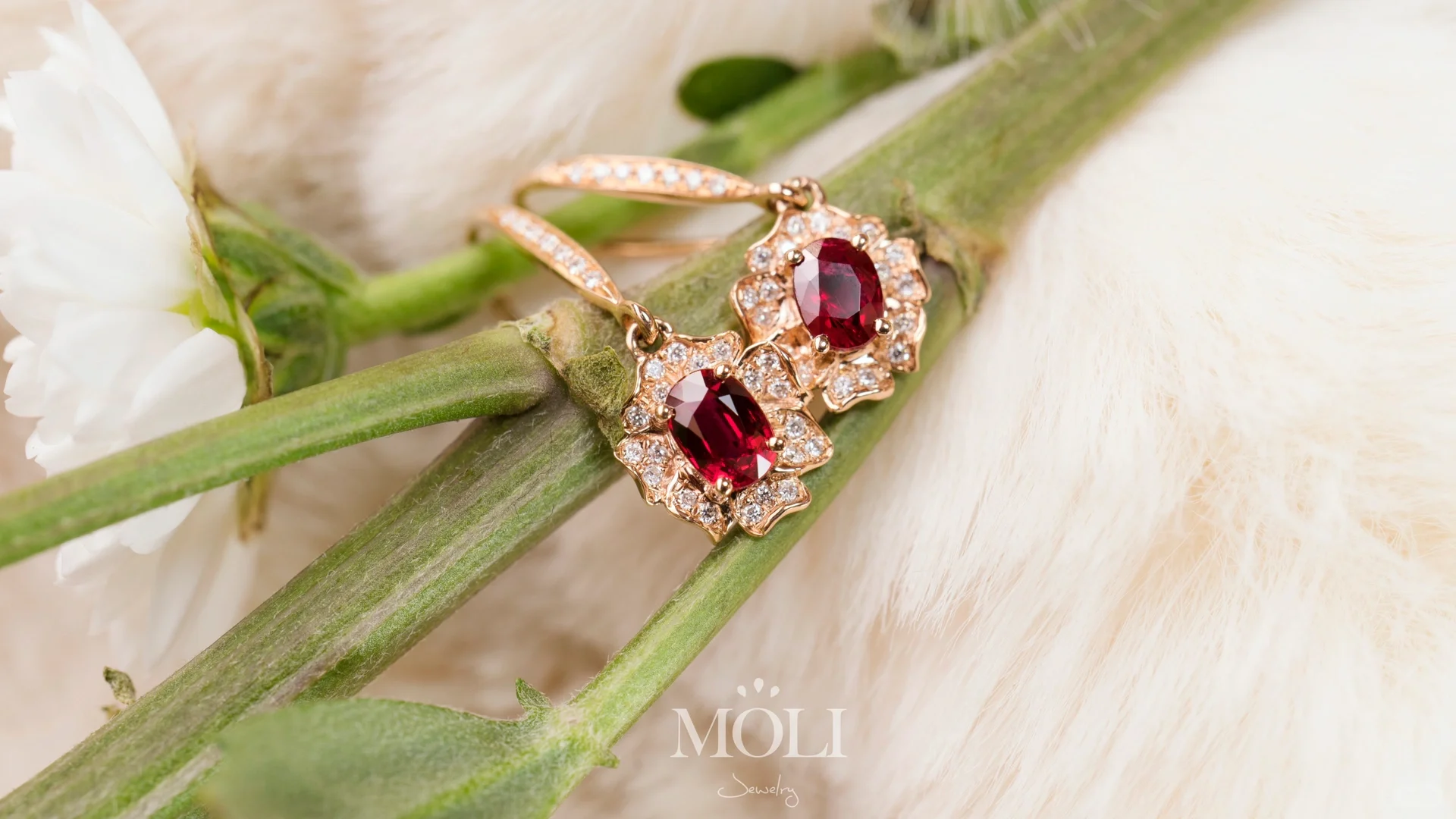 【定制-好事发生】像花儿一样娇艳✨红宝石耳环