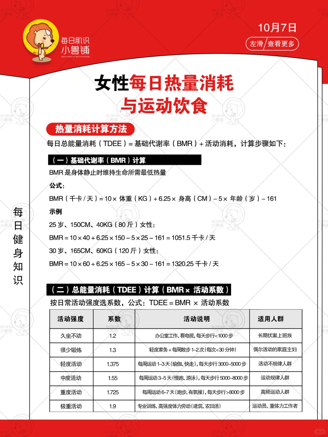 女生减脂 / 维持体重必看！吃动表直接抄