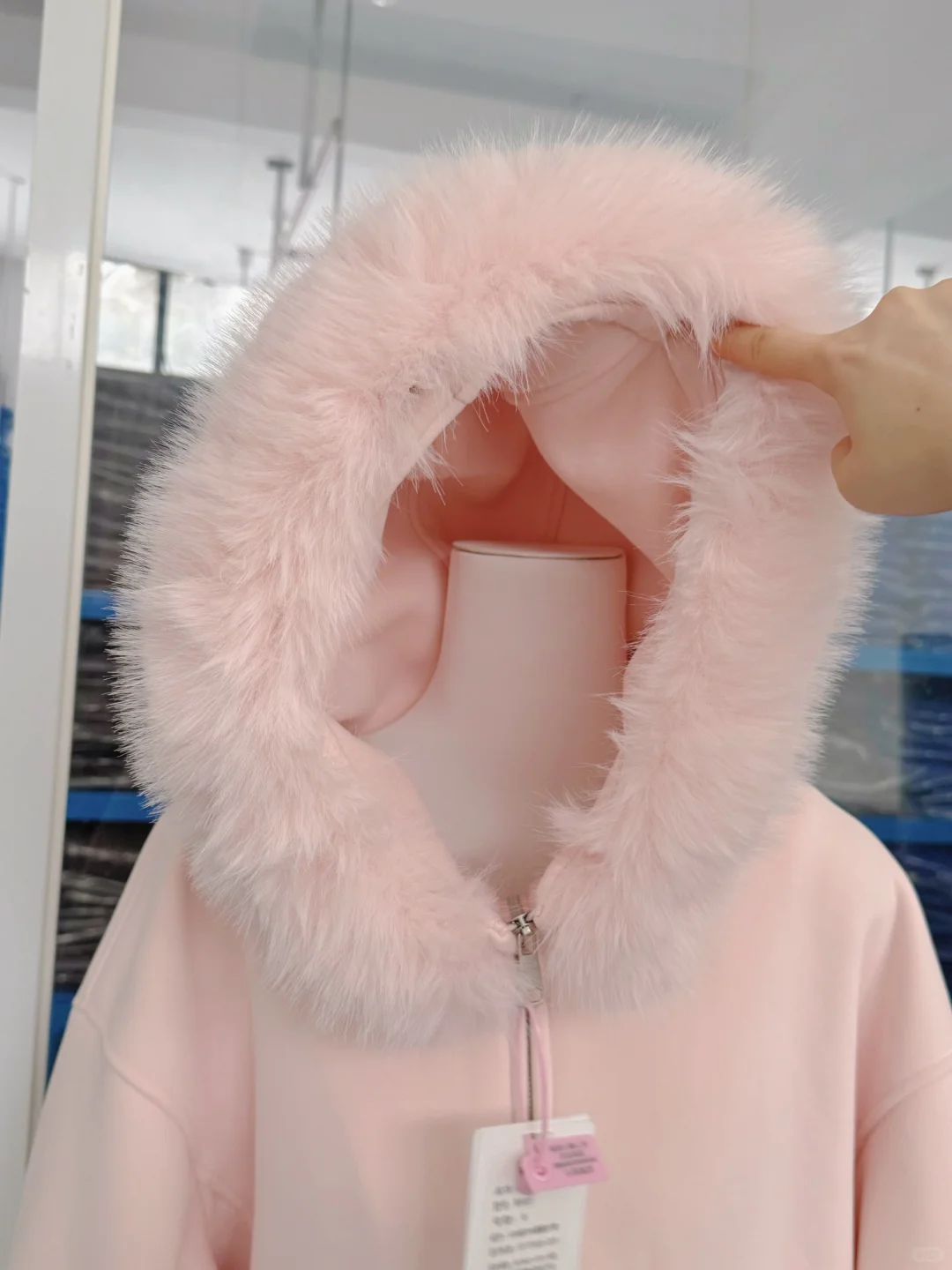 手机内袋带拉链的大毛领！我爸给我做出来啦