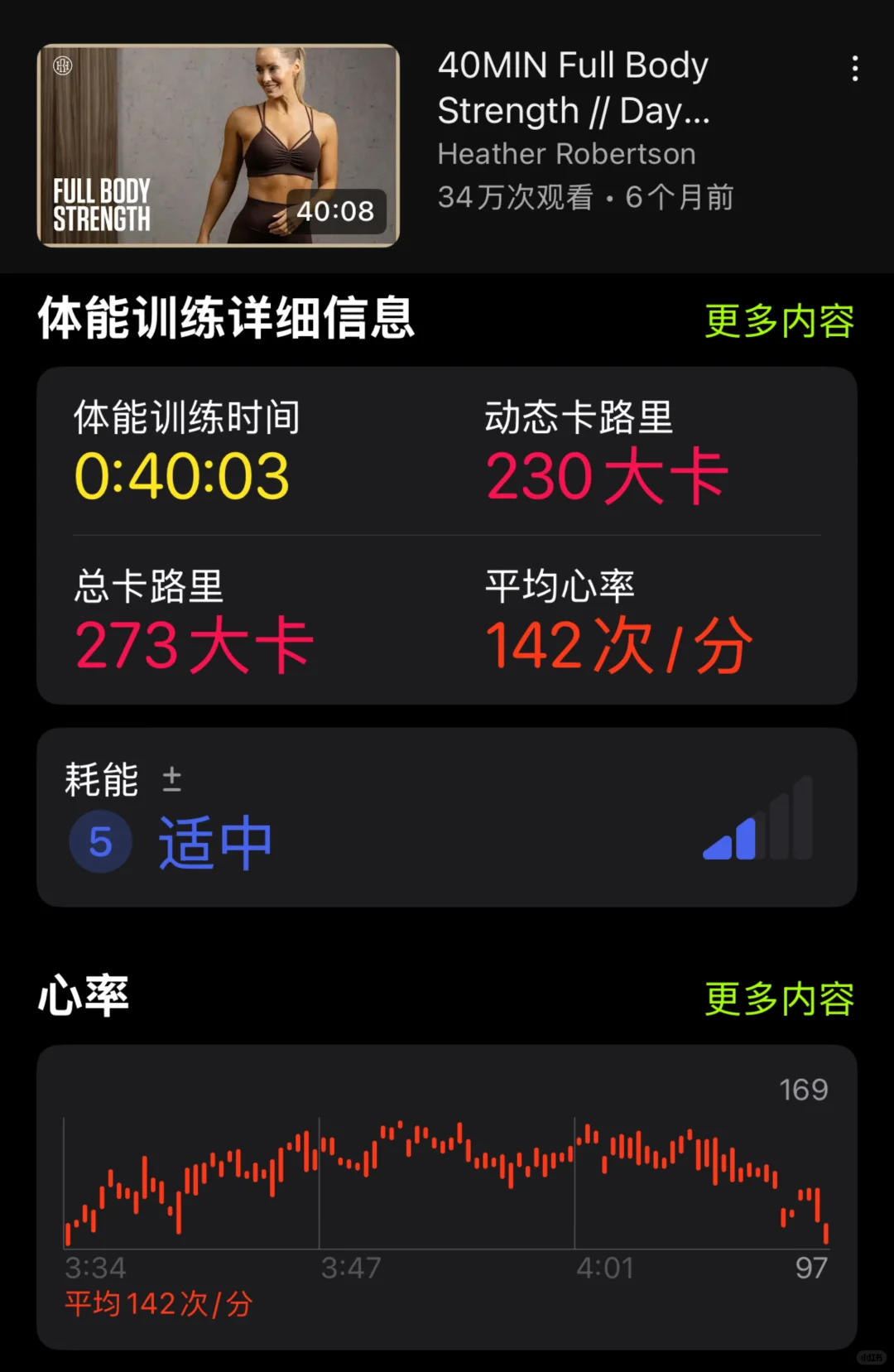 热量实测100🔥HR 40min全身无跳跃无仰卧