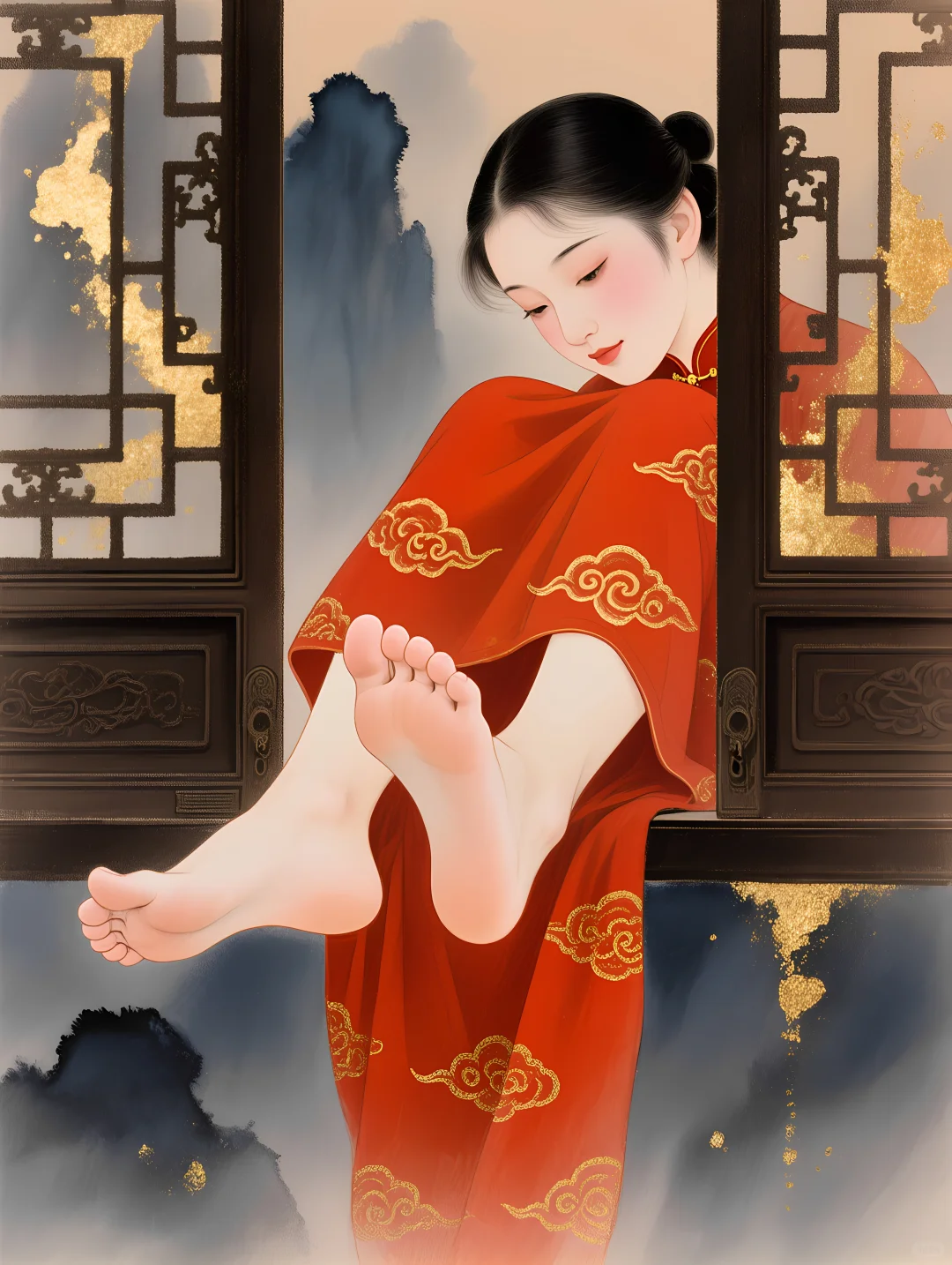 工笔风玉足创作，真的一眼沦陷谁懂啊😭