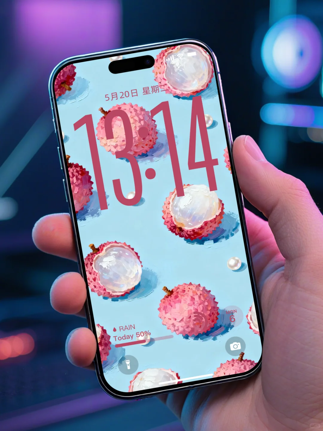 小众油画荔枝壁纸，珍珠点缀治愈到心巴