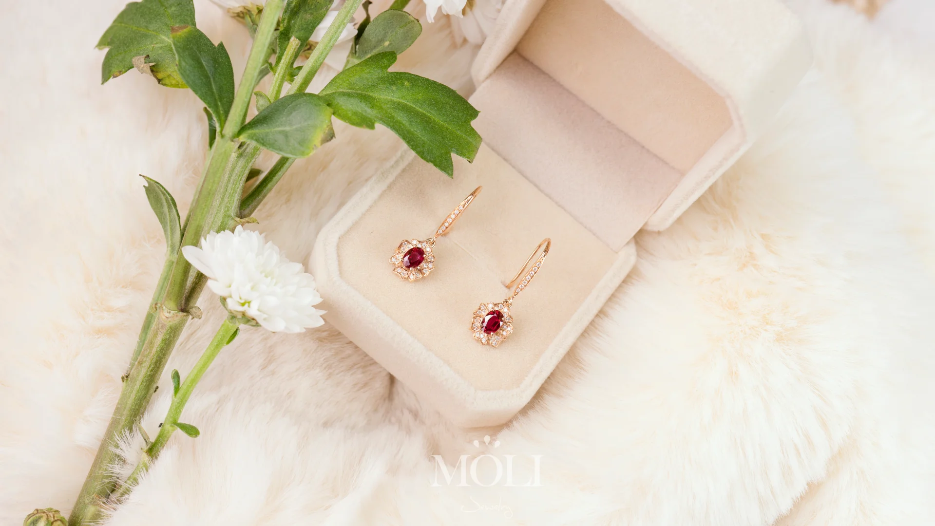 【定制-好事发生】像花儿一样娇艳✨红宝石耳环