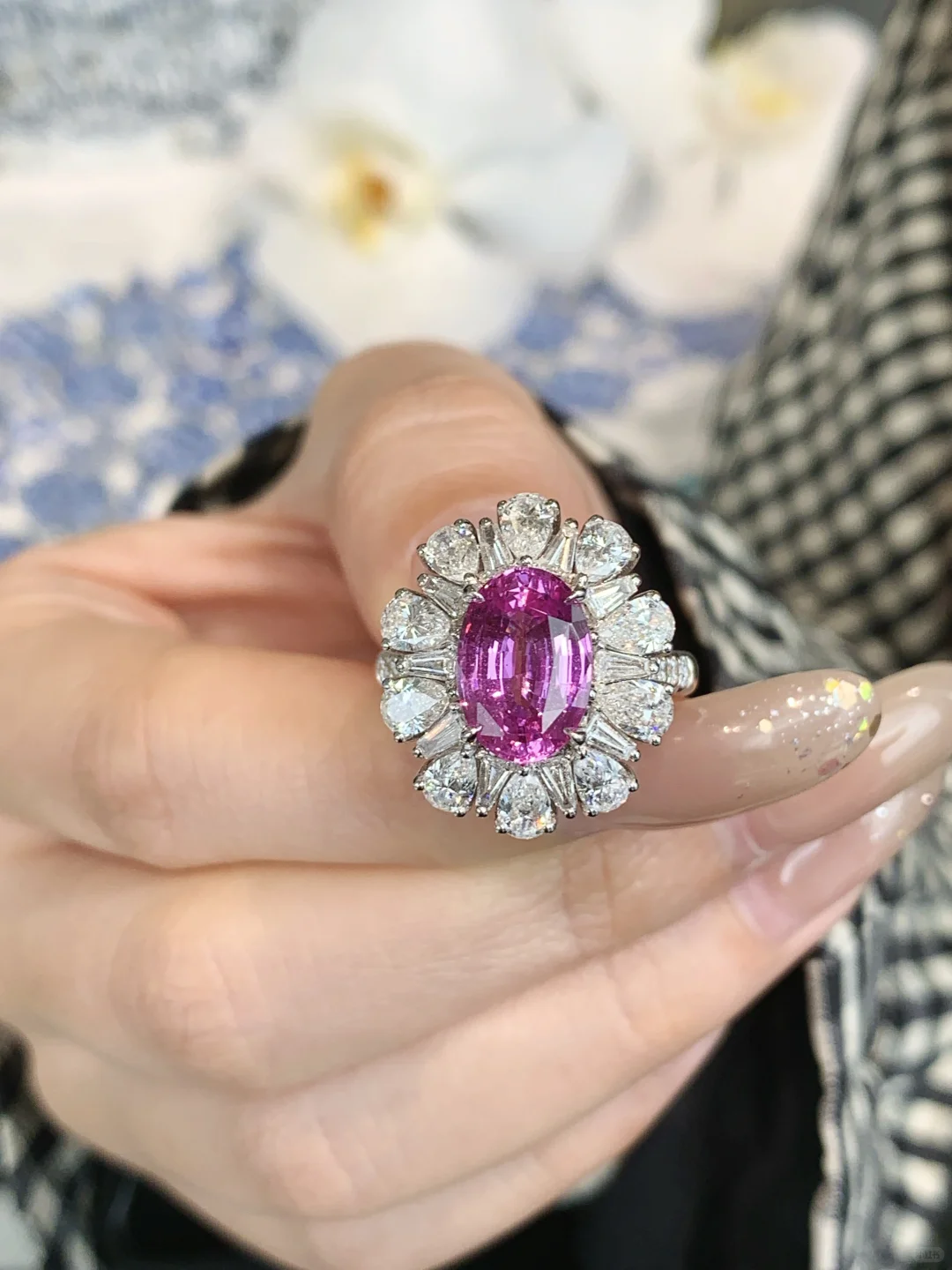 娇艳动人💗 低调奢华 3.5克拉多 无烧粉蓝宝