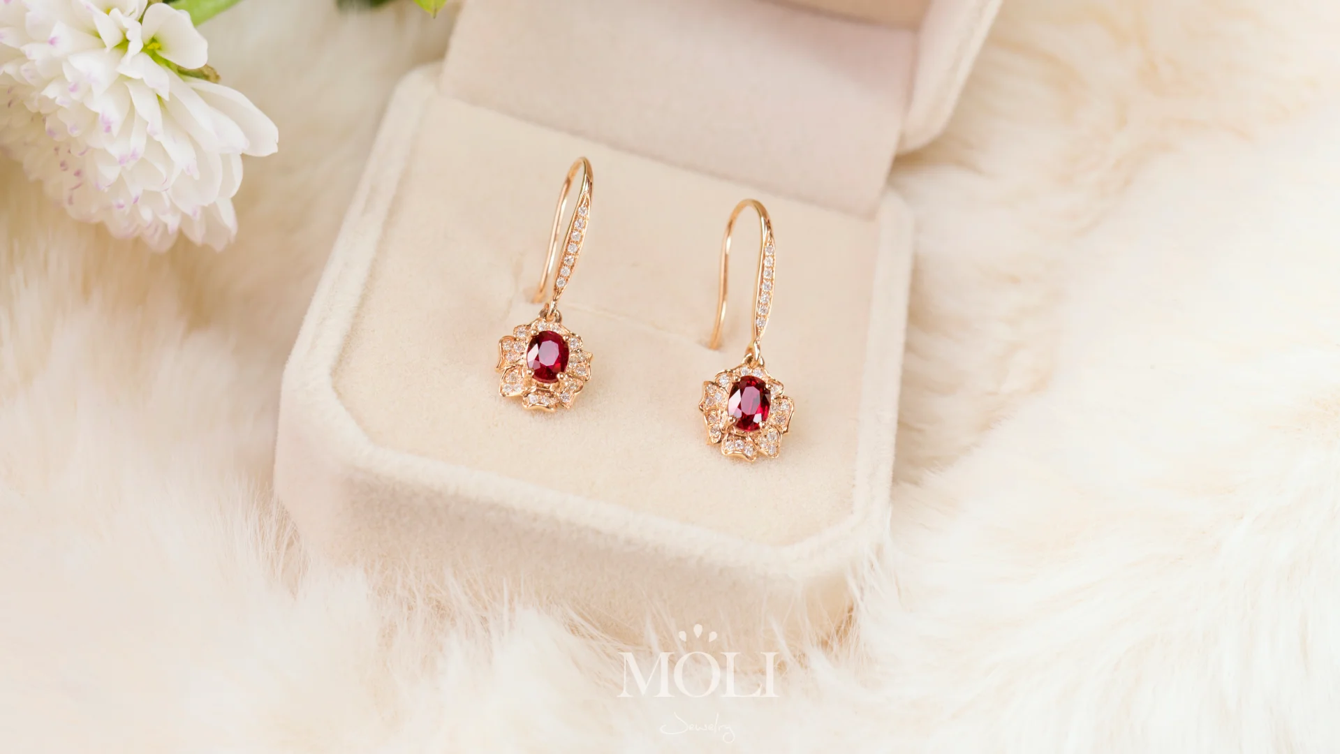 【定制-好事发生】像花儿一样娇艳✨红宝石耳环