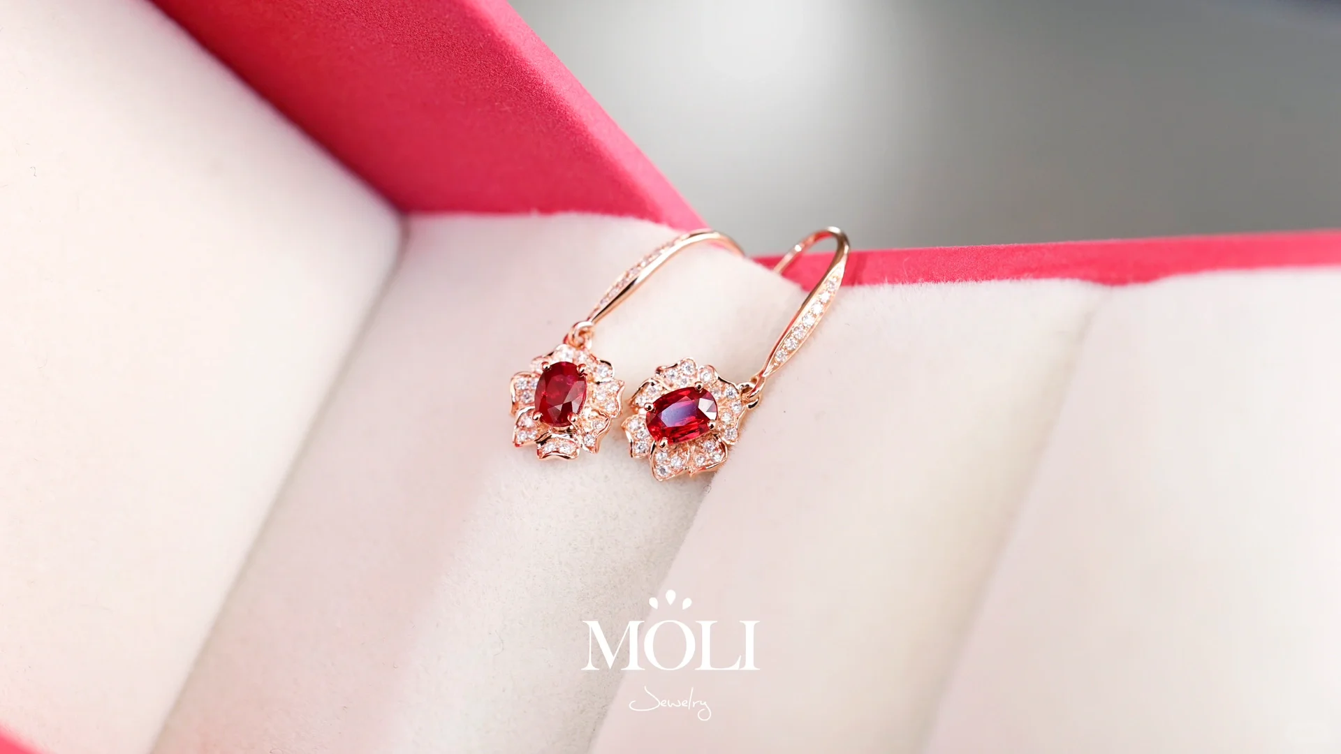 【定制-好事发生】像花儿一样娇艳✨红宝石耳环