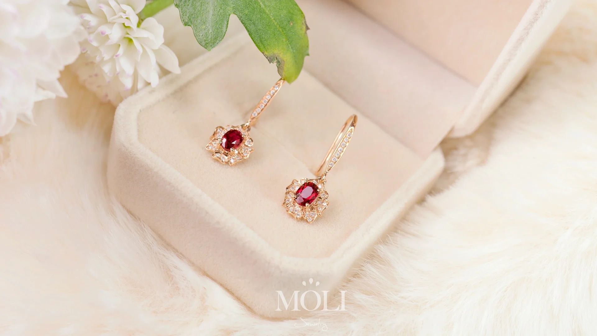 【定制-好事发生】像花儿一样娇艳✨红宝石耳环