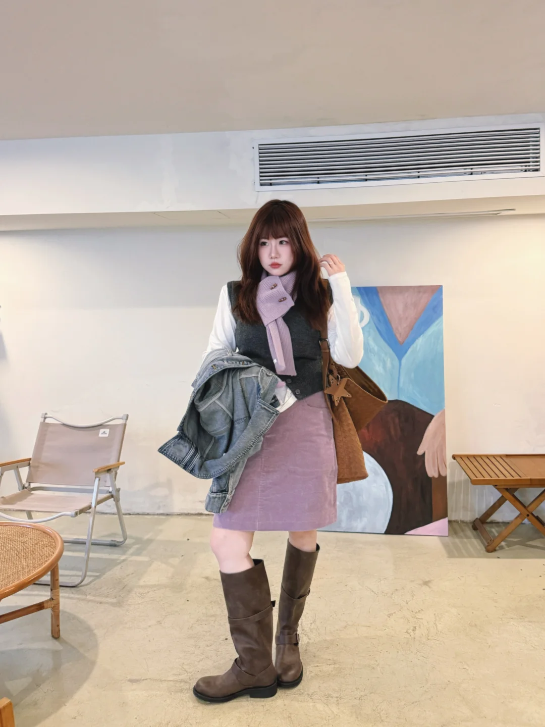 125斤🍎微胖｜当一天韩女💜咖啡店拍照