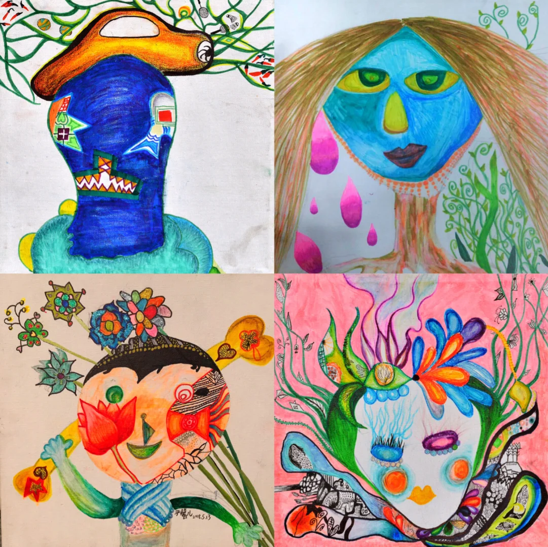 小时候我画笔下的一家人，