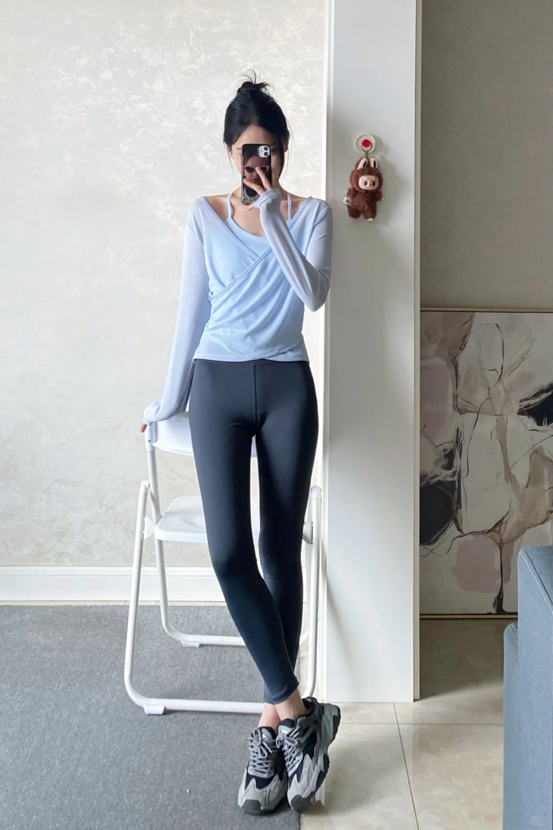 蓝色风情网纱吊带两件套｜💰39舞蹈服/运动