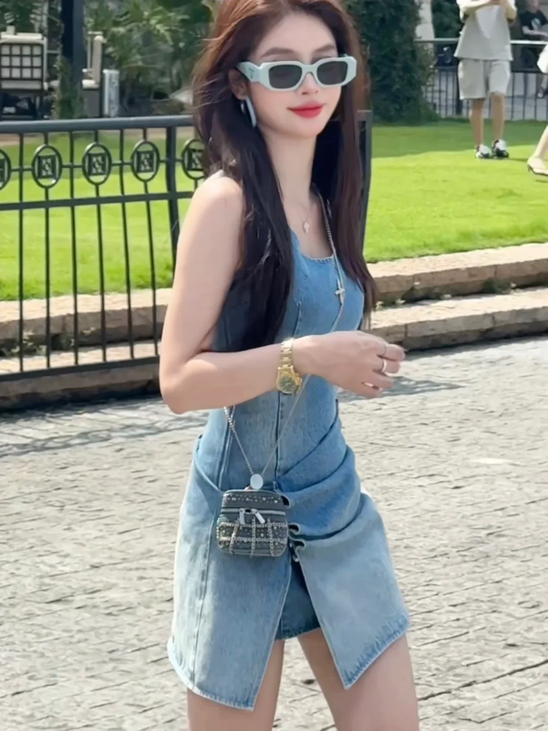 南沙游艇会 穿牛仔连衣裙太出片了