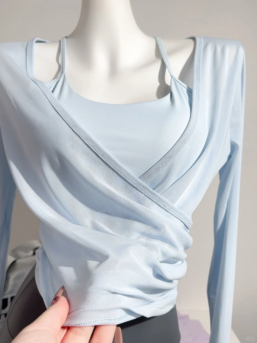 蓝色风情网纱吊带两件套｜💰39舞蹈服/运动