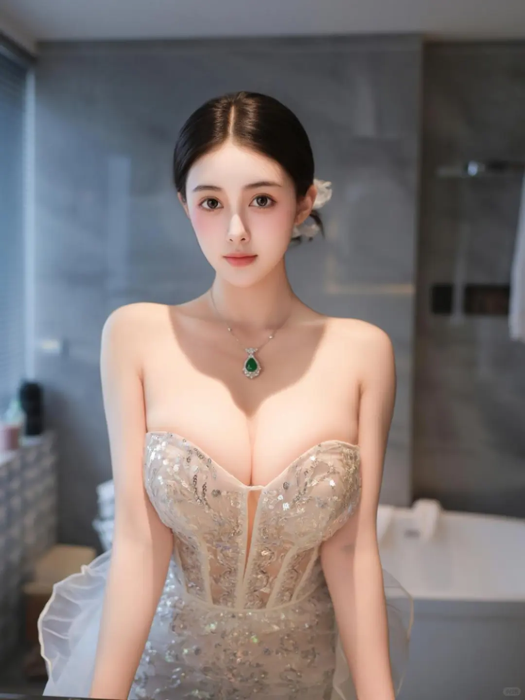 豪横的翡翠礼服美人