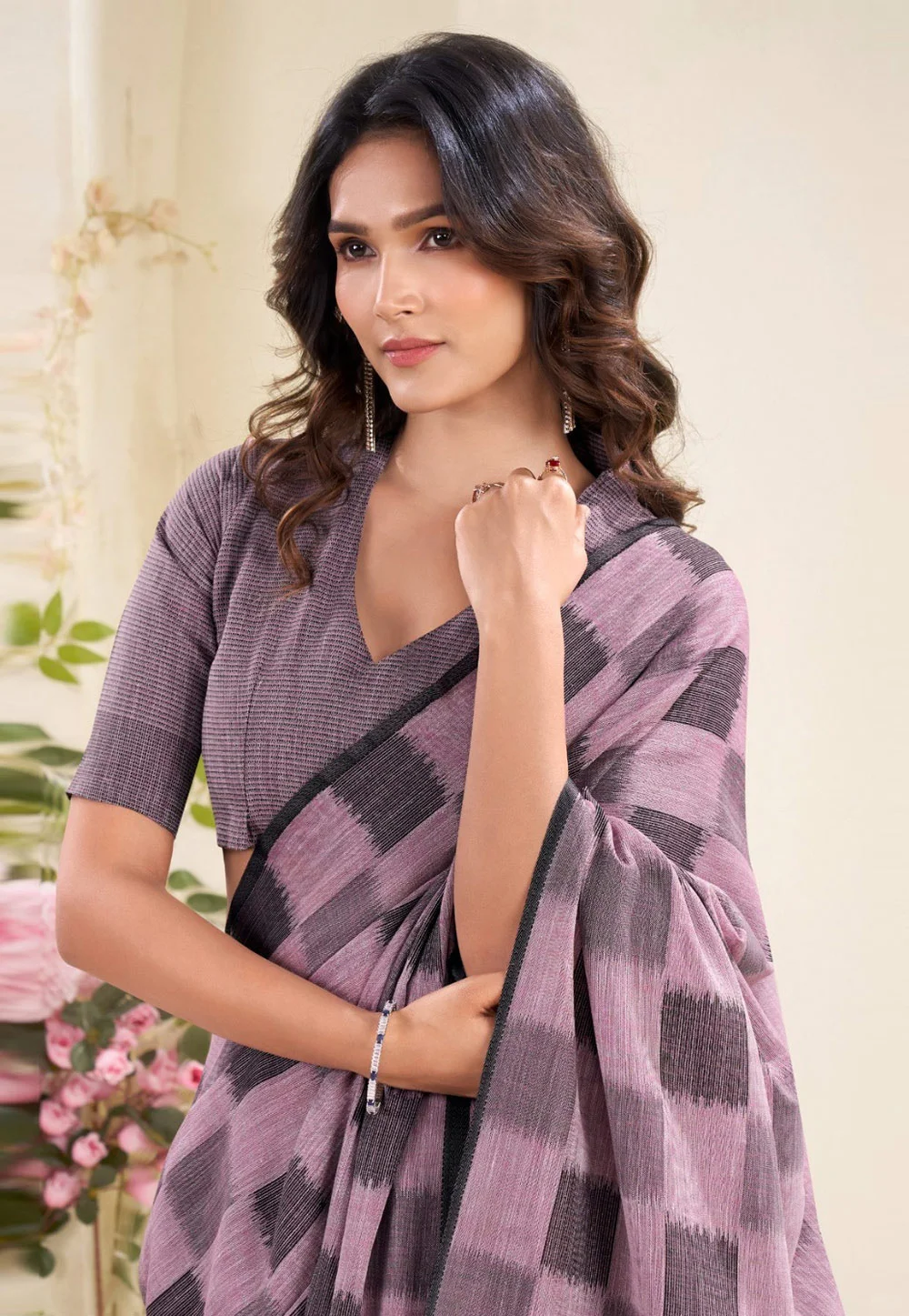 格子纹印度纱丽