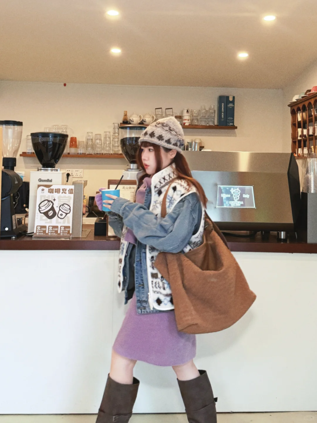 125斤🍎微胖｜当一天韩女💜咖啡店拍照