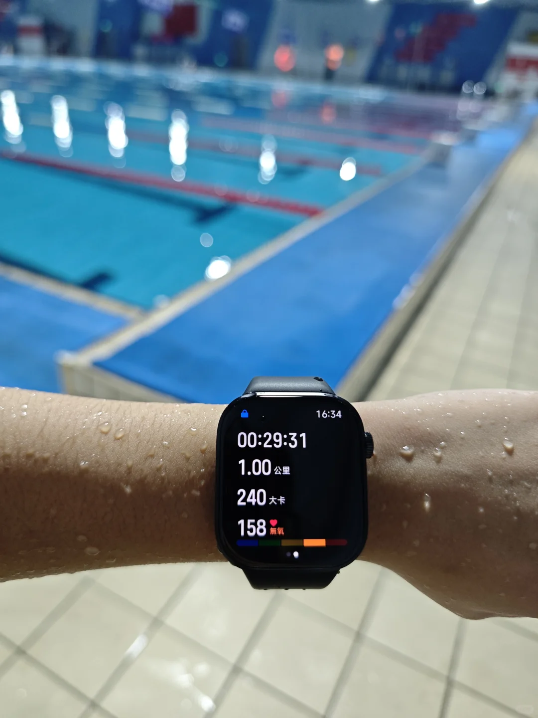 恭喜一下这位女士今天蛙泳一公里游进30分