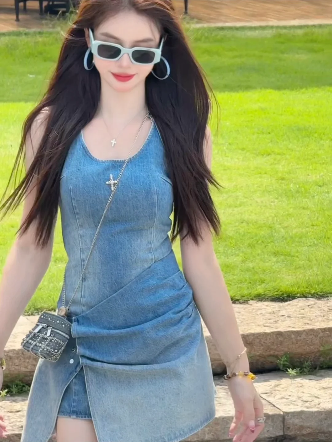 南沙游艇会 穿牛仔连衣裙太出片了