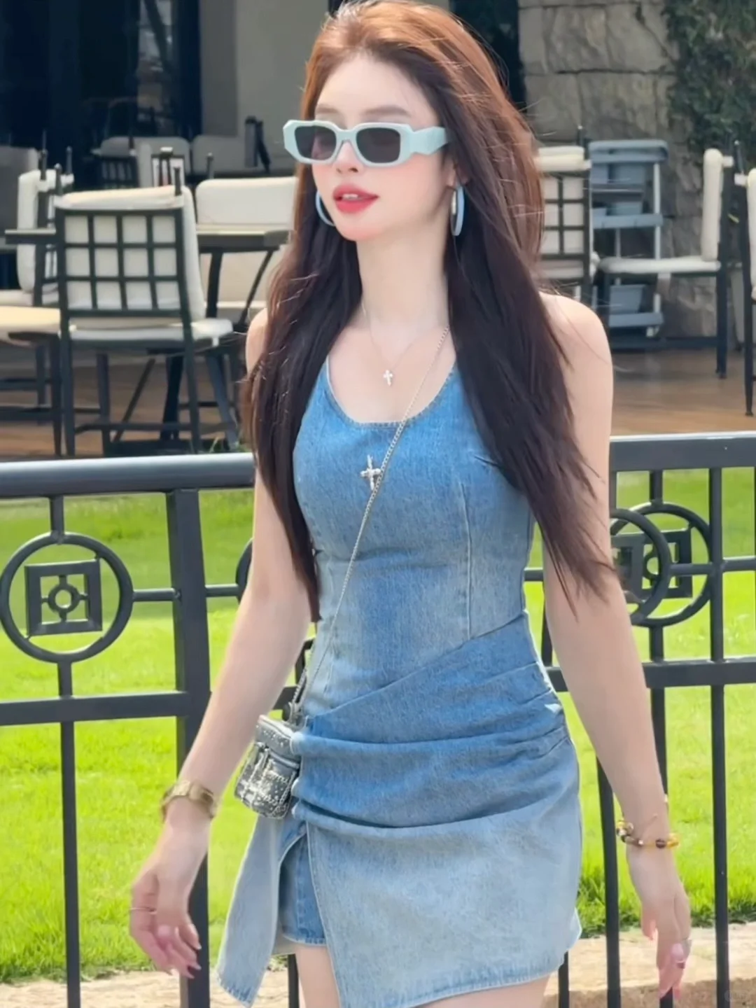 南沙游艇会 穿牛仔连衣裙太出片了
