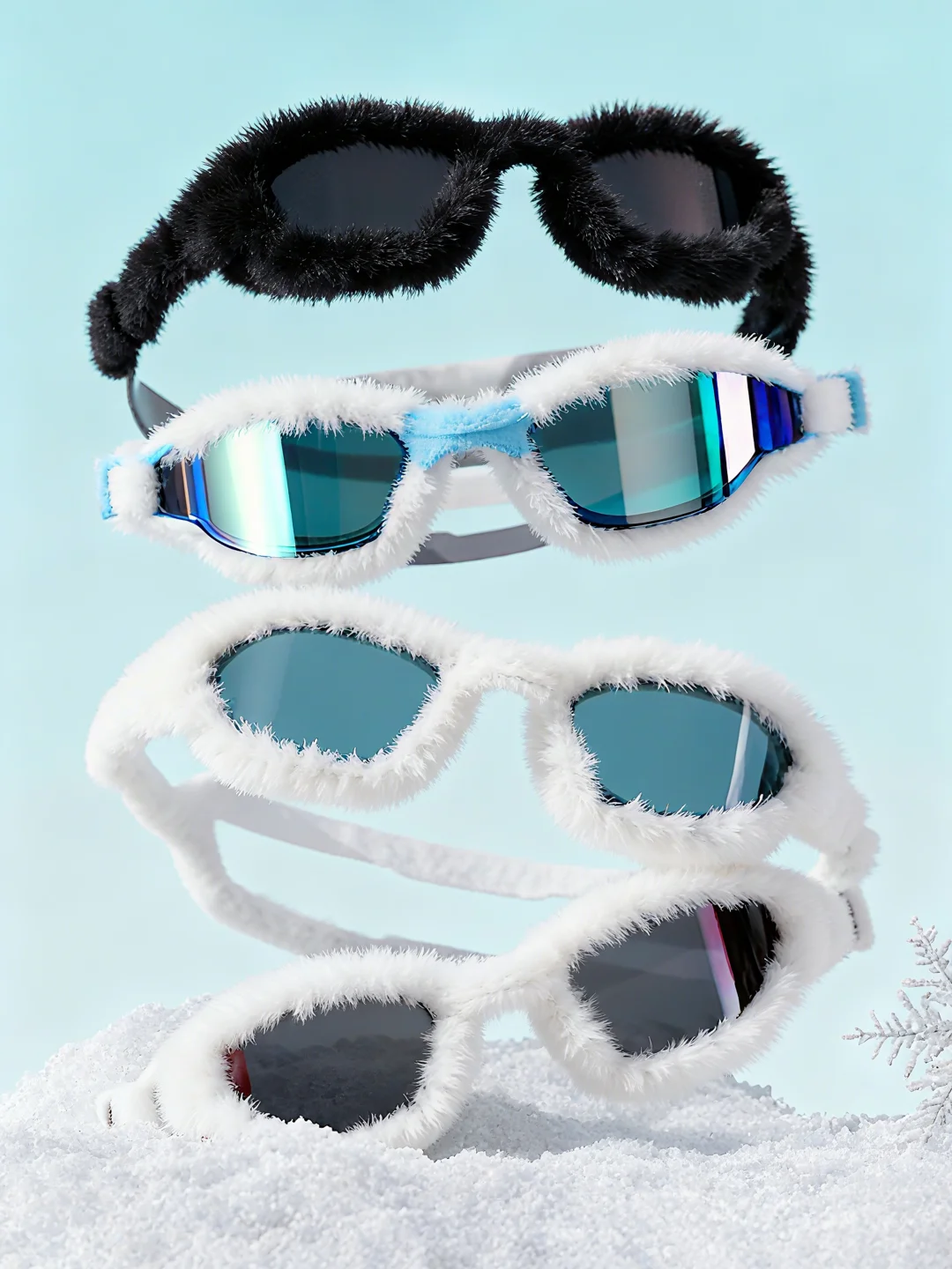 冬天游泳当然要戴毛绒泳帽！