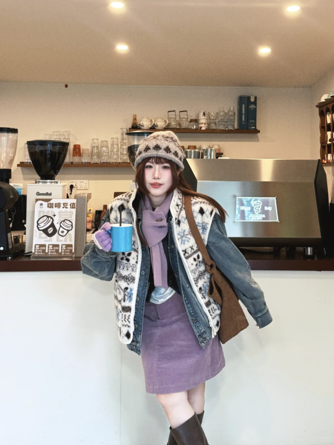 125斤🍎微胖｜当一天韩女💜咖啡店拍照