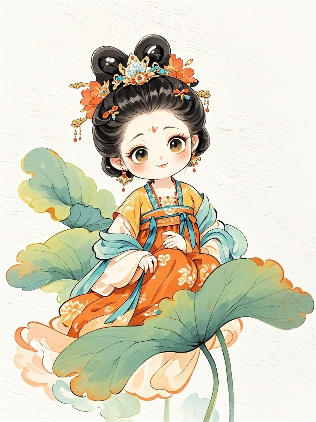 古风插画｜这么俏皮可爱的荷女谁不爱🥰