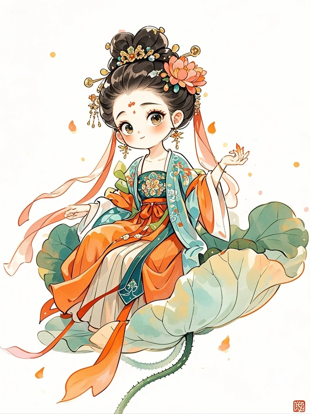 古风插画｜这么俏皮可爱的荷女谁不爱🥰